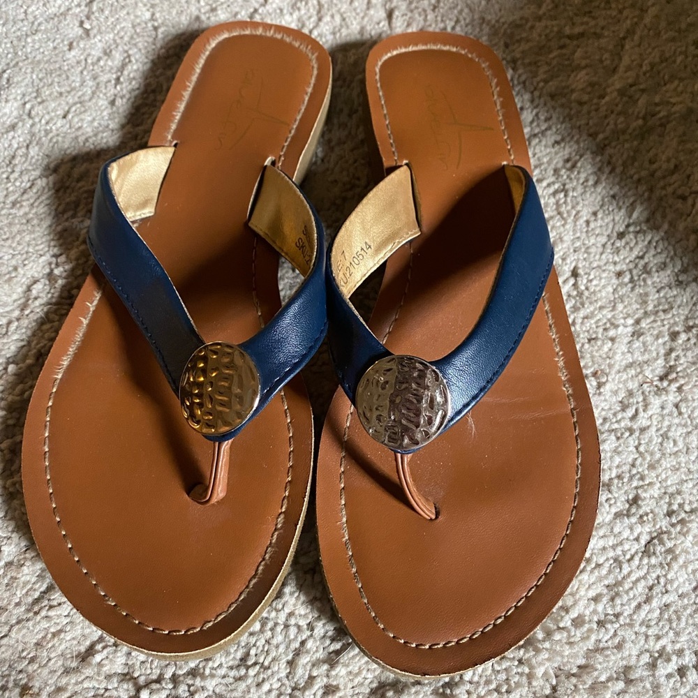 Navy Blue with gold medallion Blue Fin Sandals size 7.5
